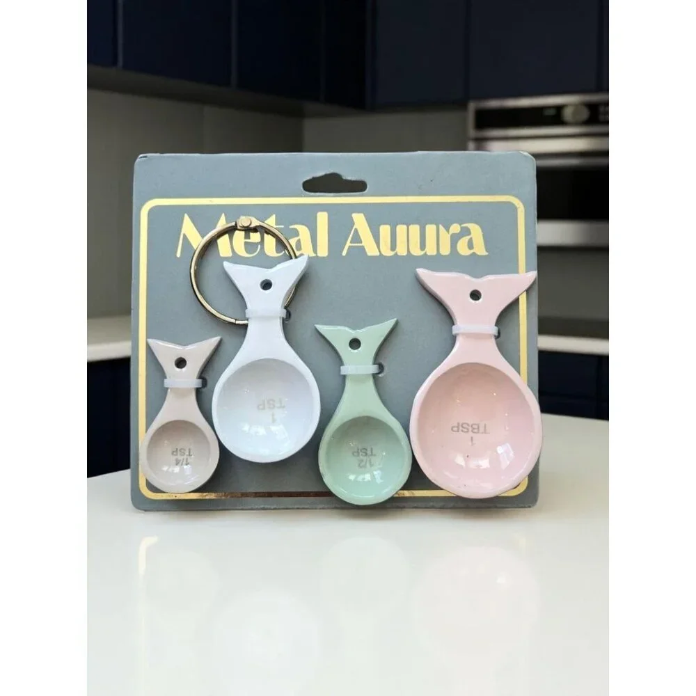 New Pastel Beach Nautical Ceramic Fish Shaped Measuring Spoons Birthday Gift